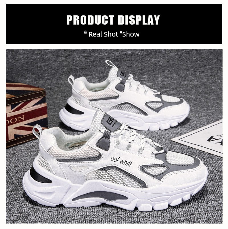 Summer Mesh Men's Breathable Shoes Sneaker Men's Summer Thin Single Mesh Plus Size Teenagers Junior High School Student Mesh Shoes