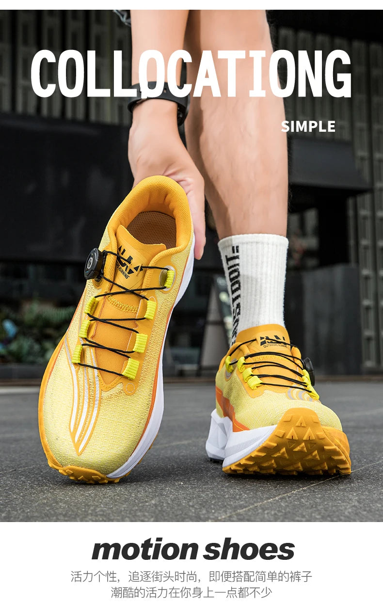 2025 New Lightweight Outdoor Casual Sports Shoes With Rotating Buckle Carbon Plate And Popcorn Outsole Running Shoes For Men