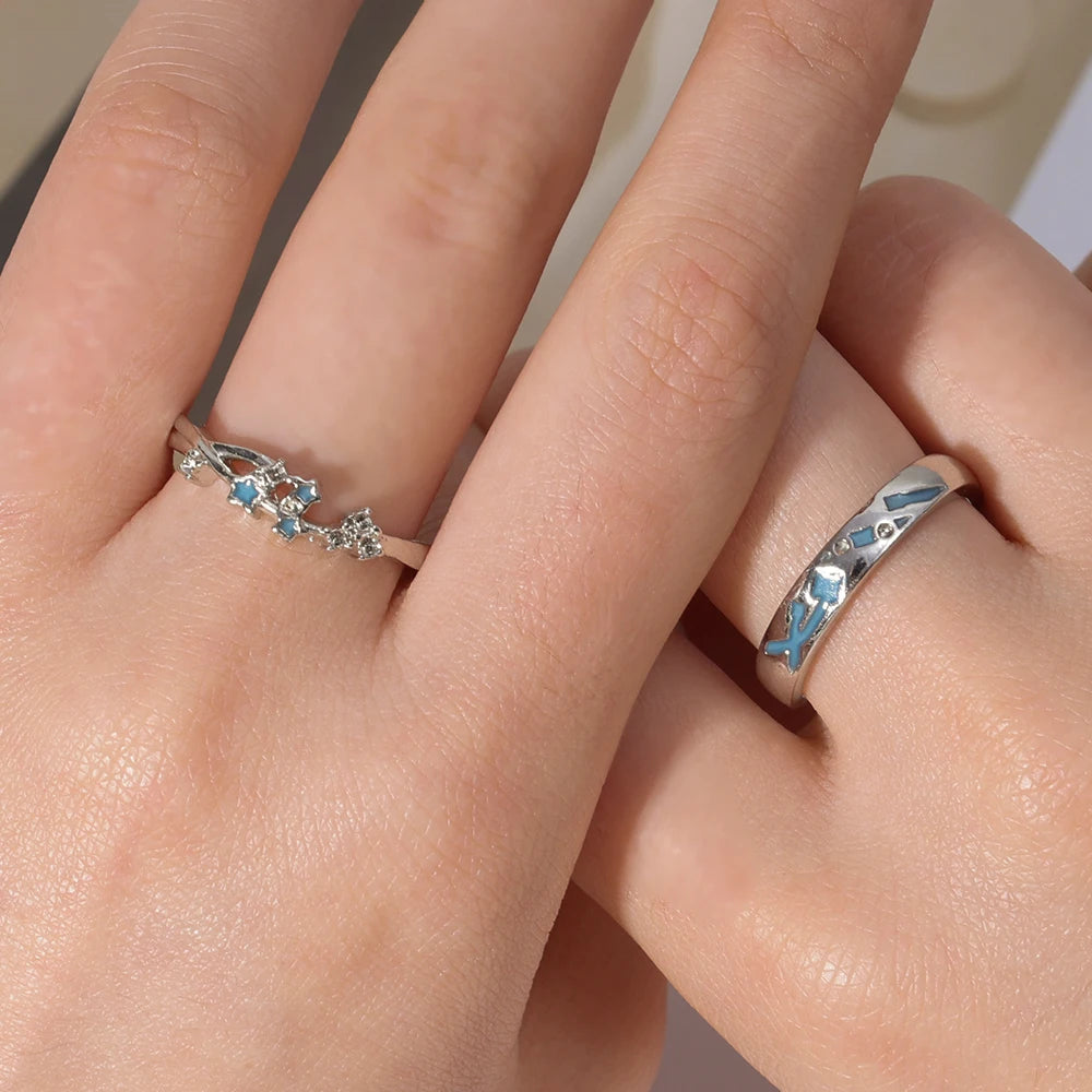 Sweet Couple Night Glowing Star Style Unique Design Premium Feel Adjustable Rings Simple Opening Luminous Lovers Exquisite Ring