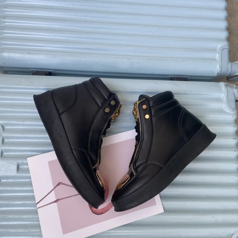 Men's High-Top Designer Sneakers - Casual Athletic Shoes with Zip Detail