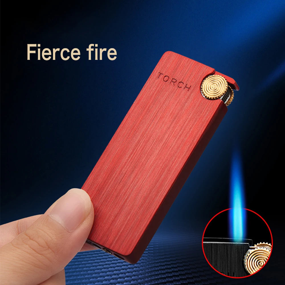 Windproof Torch Grinding Wheel Lighter Cigar Butane Lighter Spray Gun Portable Lighter Kitchen Outdoor Blue Flame
