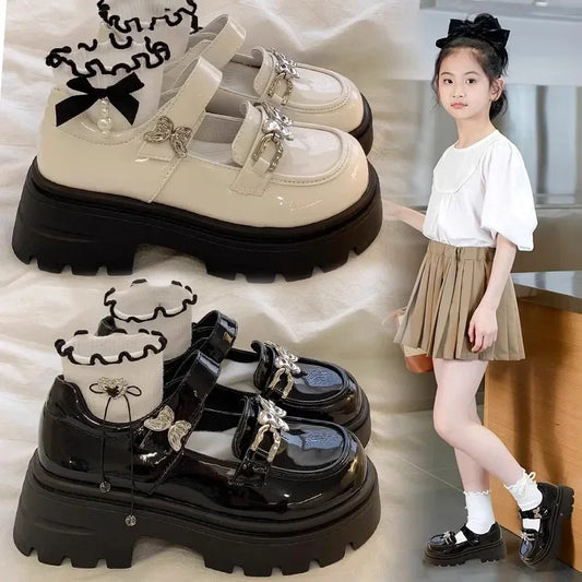 2025 Autumn New Children Leather Shoes for Girls Fashion Princess Soft Bottom Comfortable Casual Anti-slippery Versatile Shoes