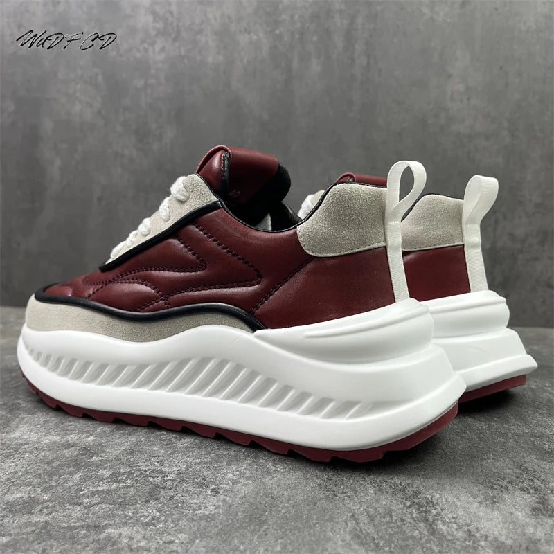 Chunky Sneakers Mens Designer Running Shoes Fashion Casual Microfiber Leather Upper Height Increased Flat Platform Sport Shoes