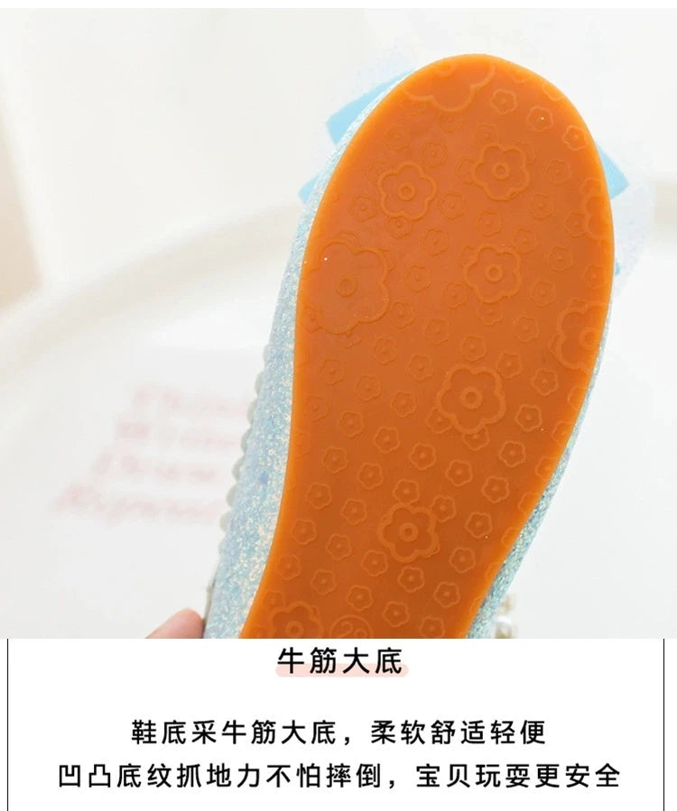 Baby Girl's Princess Shoes Leisure Candy Color Bowtie Kids Ballet Flats Toddler Light Rhinestone Pearl Autumn Children Flat Shoe