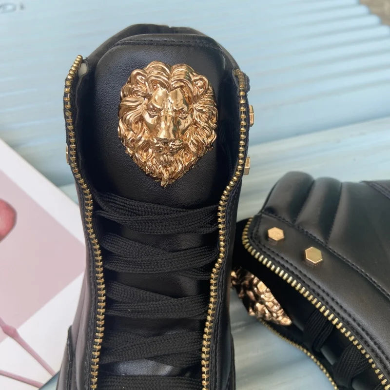 Men's High-Top Designer Sneakers - Casual Athletic Shoes with Zip Detail