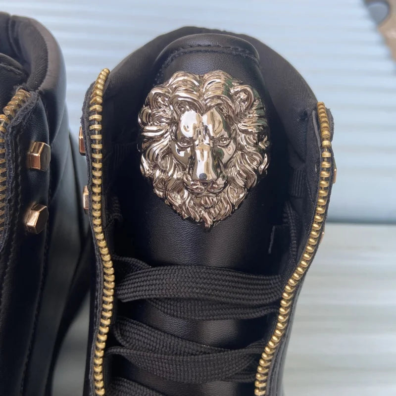Men's High-Top Designer Sneakers - Casual Athletic Shoes with Zip Detail