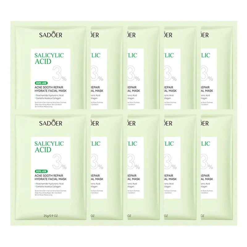5/10pcs SADOER Salicylic Acid Face Mask Moisturizing Nourishing Firming Hydrating Facial Masks Face Sheet Mask Skin Care