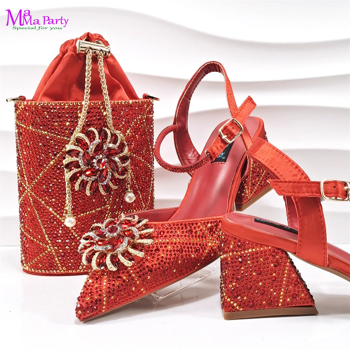 2025 New Fashion African Design Shoes and Bag Set to Match in Coffee Color Mature Ladies Pointed Toe Pumps for Wedding