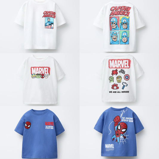 Boys Clothes Trendy Casual T-Shirt Short Sleeve Tops Child Simple Versatile Tees 2025 Summer Baby Print T Crewneck Base Shirt