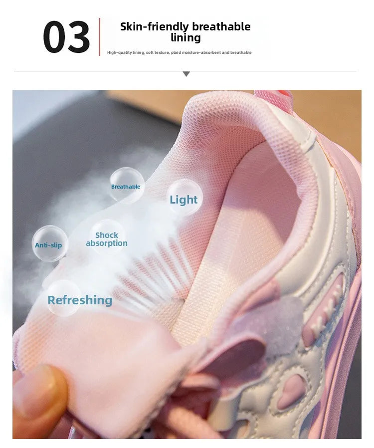 New 2025 Spring Autumn Girls Fashion Sneakers Princess Style Lightweight Casual Shoes for Little Girls