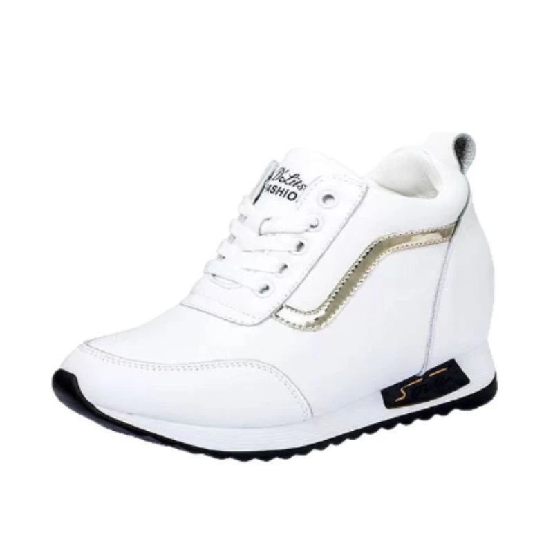 Hot Sale Hidden Heel Women's Shoes Casual Fashion High Quality 2025 New Leather Korean Version Thick Bottom Women Sports Shoes