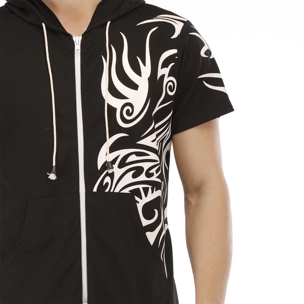 Men Short Sleeve Jumpsuit Sweatshirt Male Hoodies Zipper Overalls Bodysuit Rompers Short Pant Casual Home Wear Tracksuit Pajamas