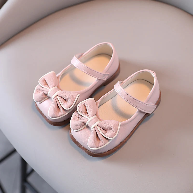 Spring and Autumn Children's Shoes, Small Leather Shoes  Casual Babies Square Mouth Shoes Bow Ties  Princess Shoes Single Shoes