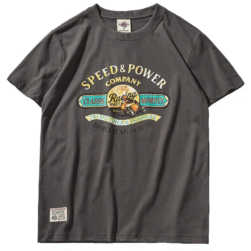 Short sleeve t-shirt men's European and American trend half sleeve washed cotton summer new youth leisure round neck T