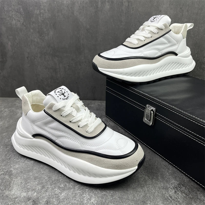 Chunky Sneakers Mens Designer Running Shoes Fashion Casual Microfiber Leather Upper Height Increased Flat Platform Sport Shoes