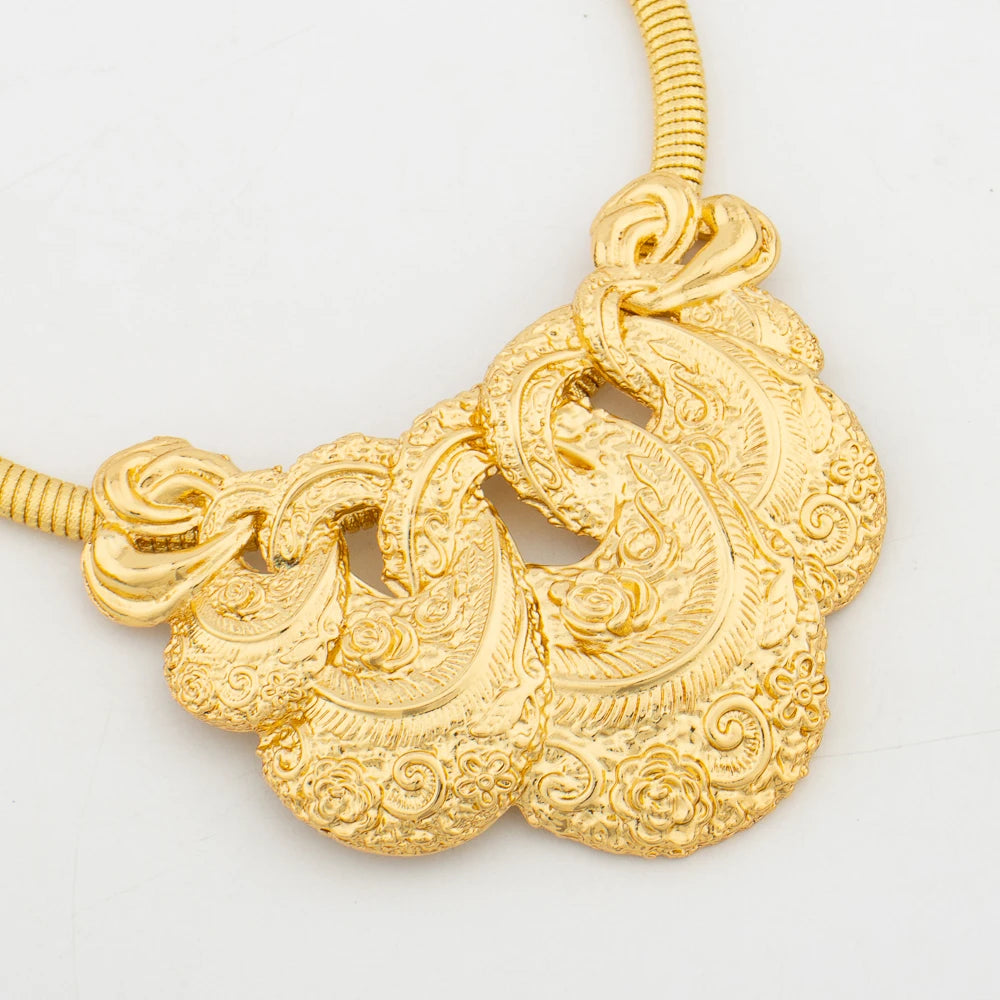 Women Necklace Earrings Arab Fashion Luxury Jewelry Set Large Pendant Earrings Necklace Gold Plated Dubai Party Jewellry Gift