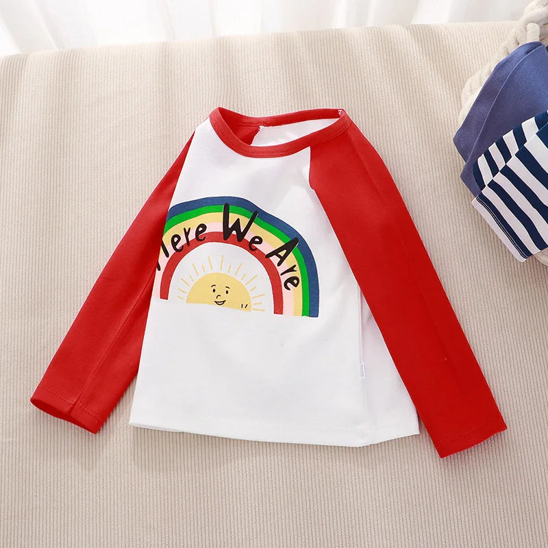 Kids T-Shirt Clothing Children's Clothes Cartoon Tops Long Sleeve Baby Clothing Autumn Winter Cotton Print Sweatshirt Boys Girl