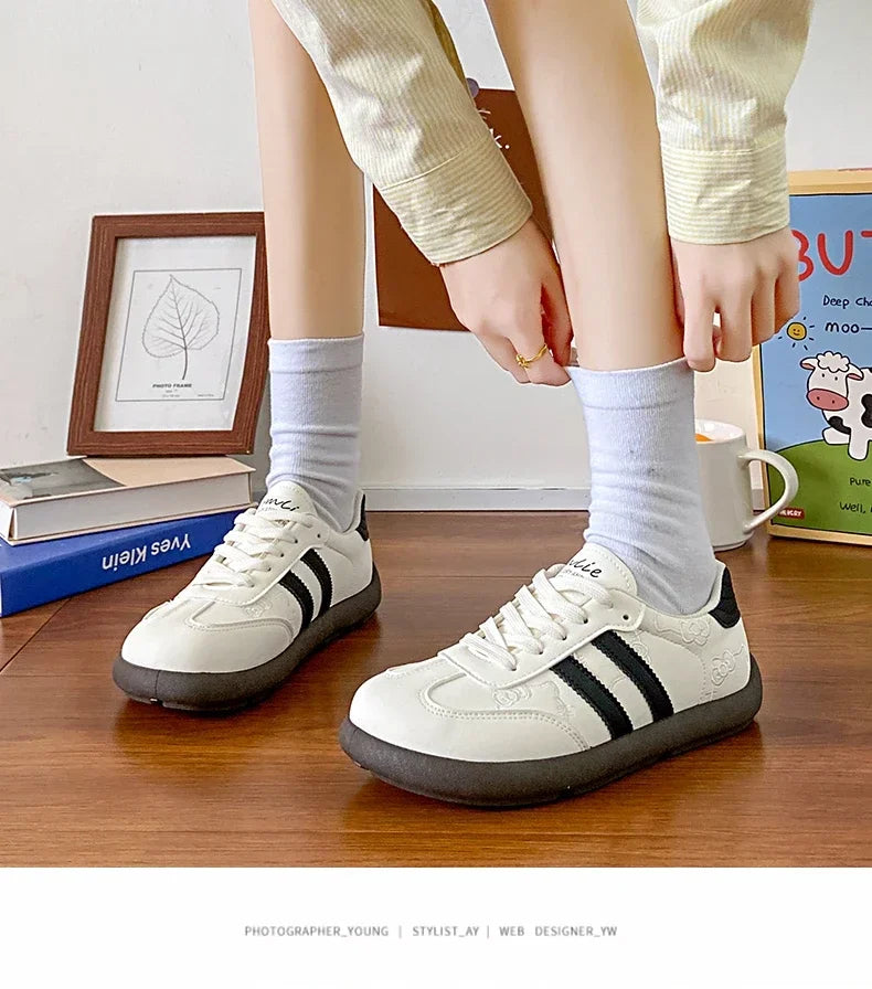 Women's Casual Outdoor Lace UpSport Shoes 2025 Spring Autumn Designer Korean Round Toe Sneakers Vulcanized Shoes Tenis De Mujer