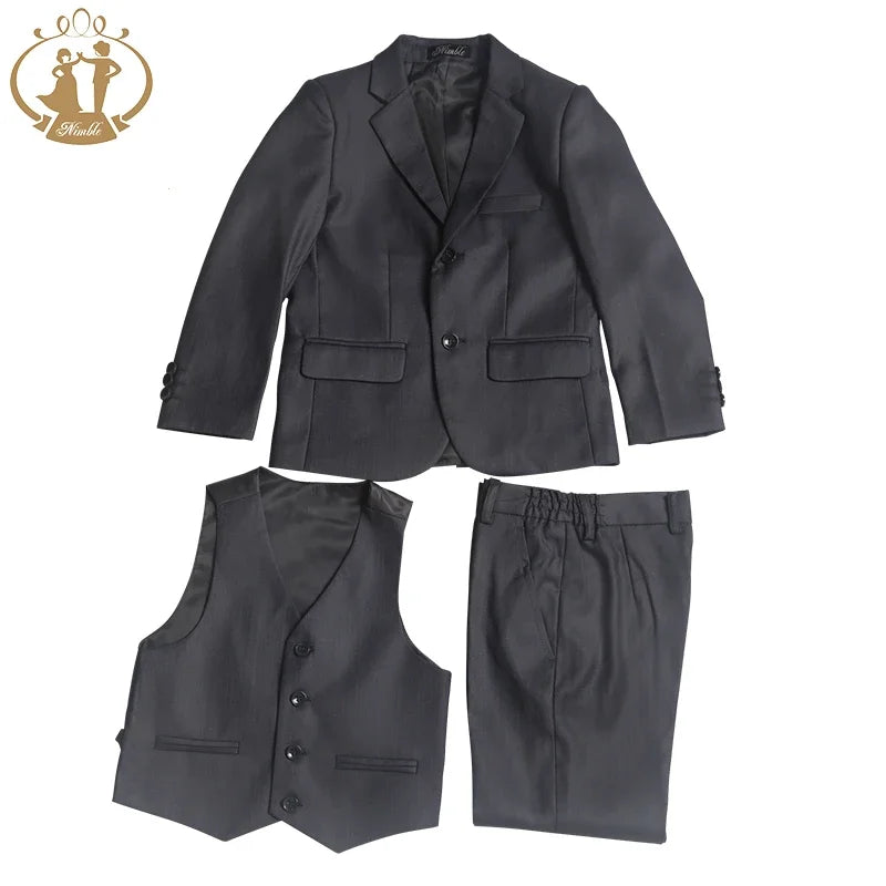 Spring Autumn Formal Boy Suit for Weddings Children Party Host Costume Wholesale Clothing 3Pcs/Set Blazer Vest Pants
