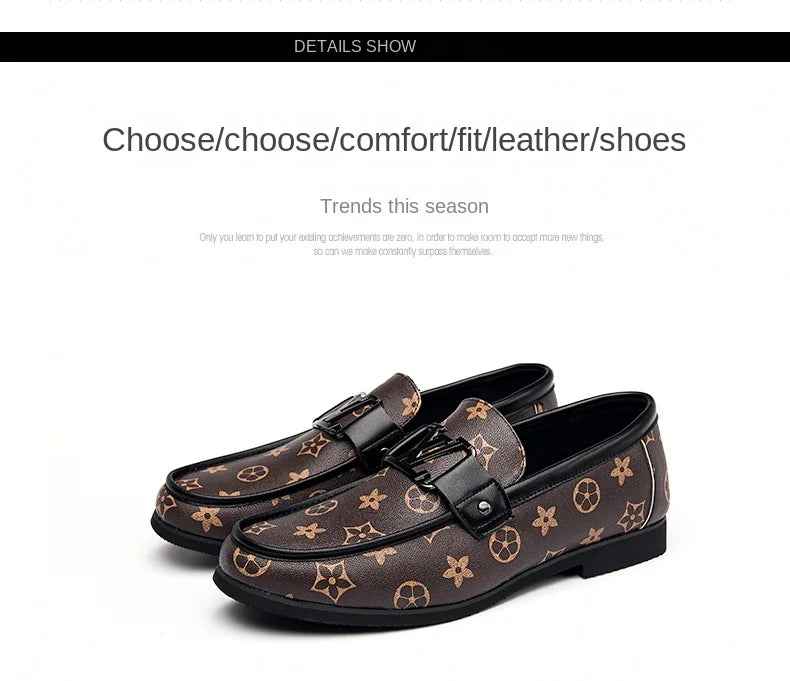 2025 New Genuine Leather Beanie Shoes Men's Casual Shoes Korean Style Trendy Lazy Shoes Light Luxury Personalized Big Brand Shoe