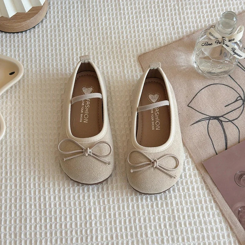 2025 Spring Autumn New Children Leather Shoes for Girls Fashion Korean Style Soft Sole Anti-slippery Sweet Bowtie Princess Shoes