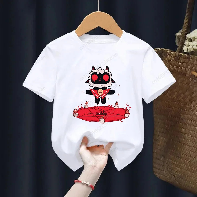 Kids Summer Girls & Boys Funny Tshirt Children Print Cartoon Cult of The Lamb T-shirt Fashion Casual Baby Clothes