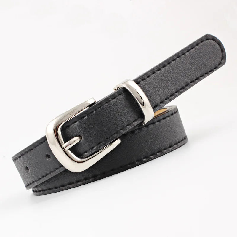 2.4X105cm Women Belts PU Leather Simple Metal Buckle Belt Girls Dress Jean Pants Waistband Belts for Lady Luxury Designer Brand