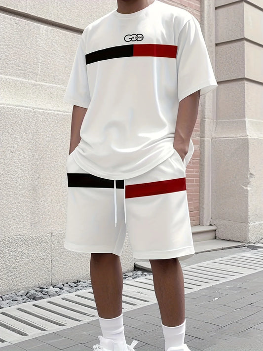 2025 New summer casual and comfortable sports shorts and short sleeves for men, loose and quick-drying summer set