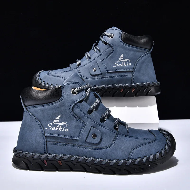 New 2025 Handmade Men Boots Design Sneakers Man Outdoor Casual Leather Men Shoes Ankle Boots Fall Breathable Hot Sale Men Shoes