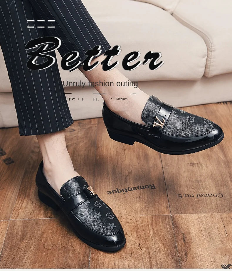 Loafers 2025 New Men's Shoes British Business Genuine Leather Slip-On Soft Surface Small Leather Shoes Pointed Toe Trendy Shoes