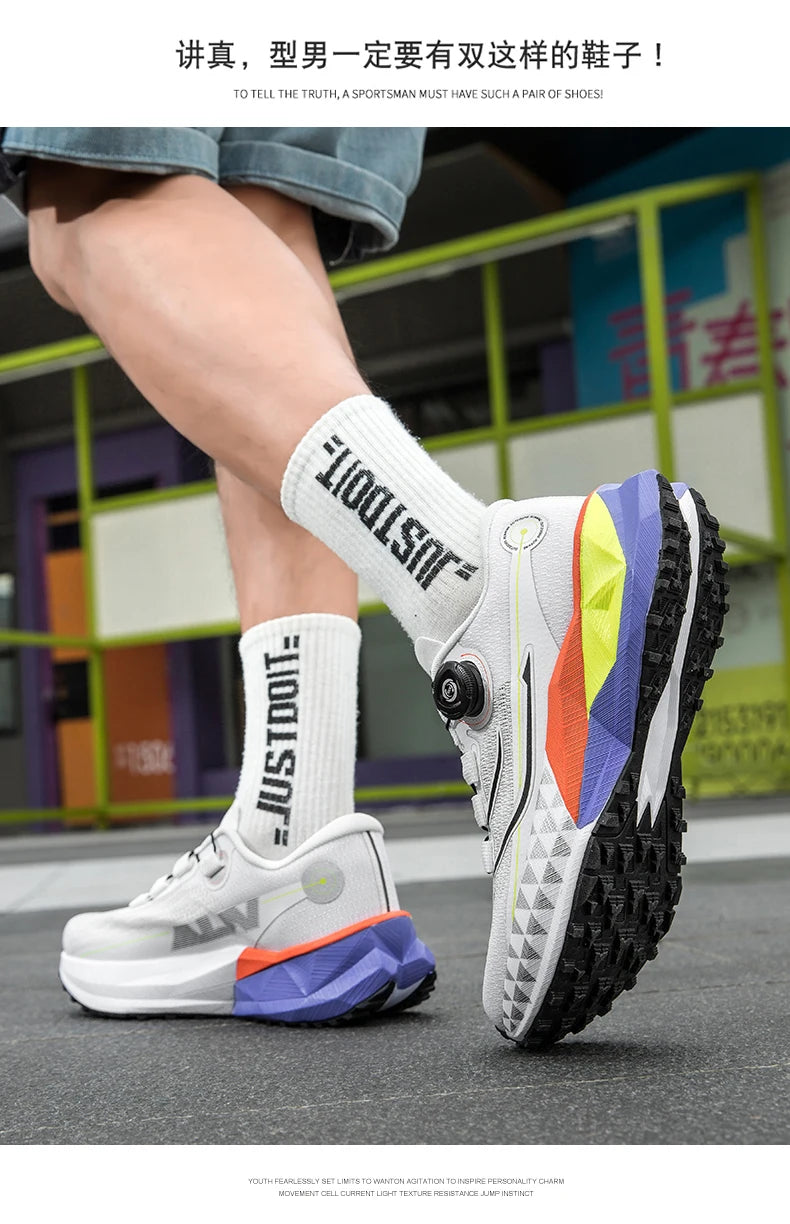 2025 New Lightweight Outdoor Casual Sports Shoes With Rotating Buckle Carbon Plate And Popcorn Outsole Running Shoes For Men