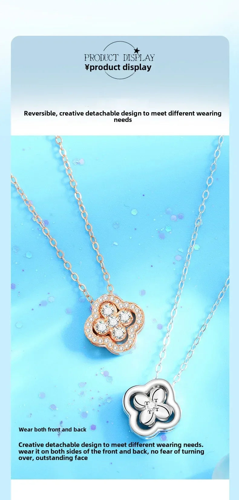 18K Gold Plated Fashion Classic Viral Clovers Pendant Necklace 2 in 1 Convertible women Titanium Steel Jewelry Accessories Gifts
