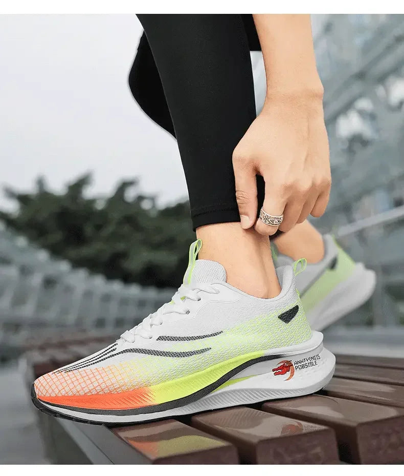 Marathon Air Cushion Carbon Plate Sports Running Shoes Men Breathable Lightweight Women's Comfortable Athletic Nonskid Sneakers