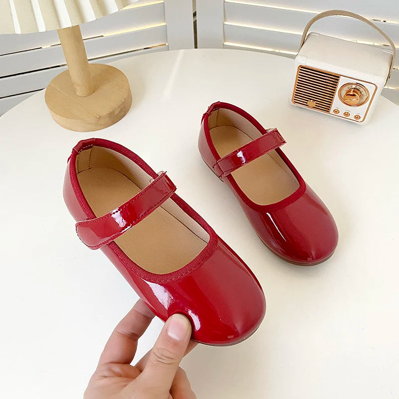 Children Princess Shoes Solid Color Concise Style Leisure Kids Flat Shoe Patent Leather Soft Flexiable Spring Girl's Shoe 27-36