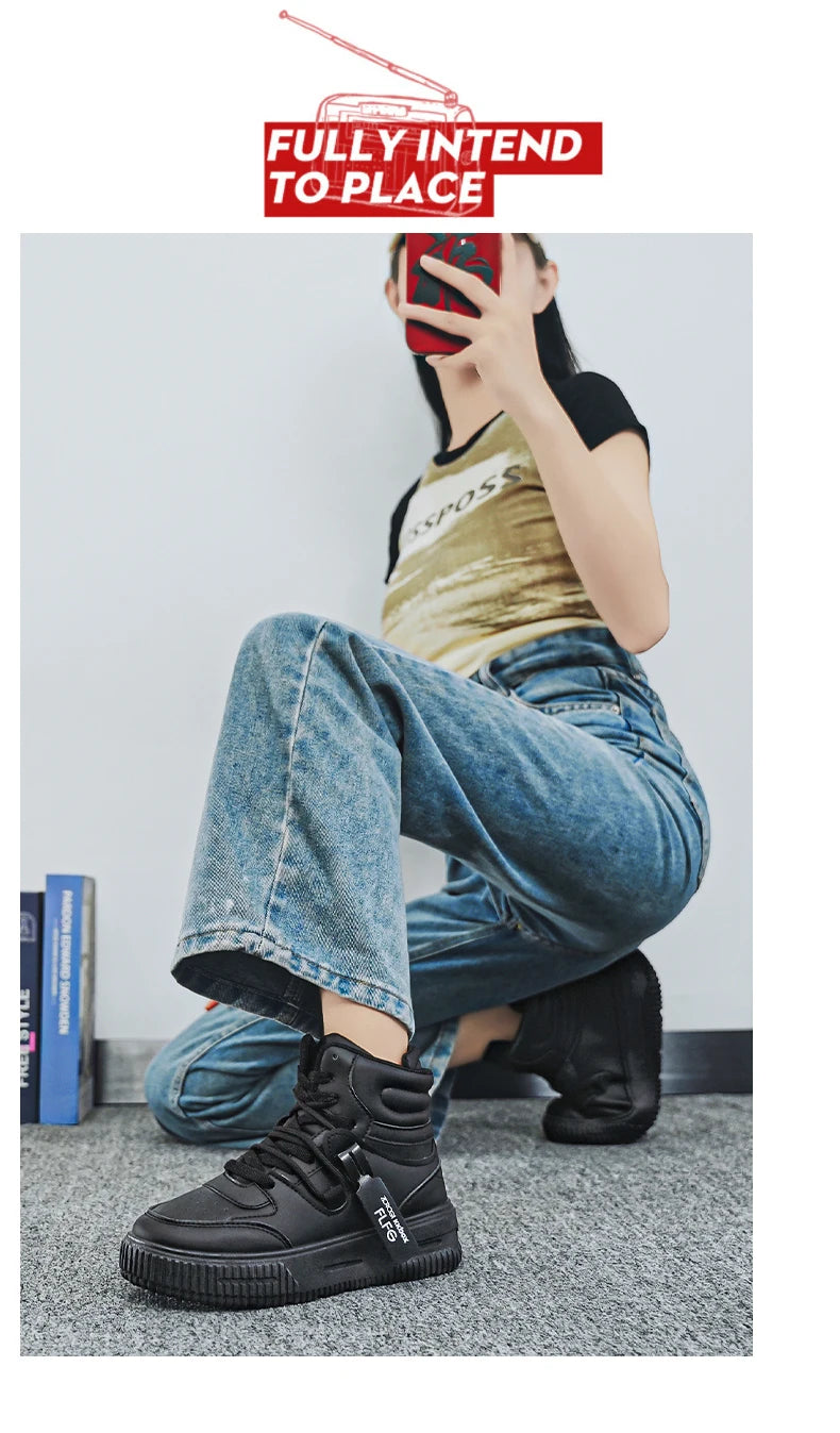 Casual Sneaker High-top Male Sneakers Loafers Shoes for Men Skateboard Sports and Leisure Wear-resistant Non-Slip All-match New