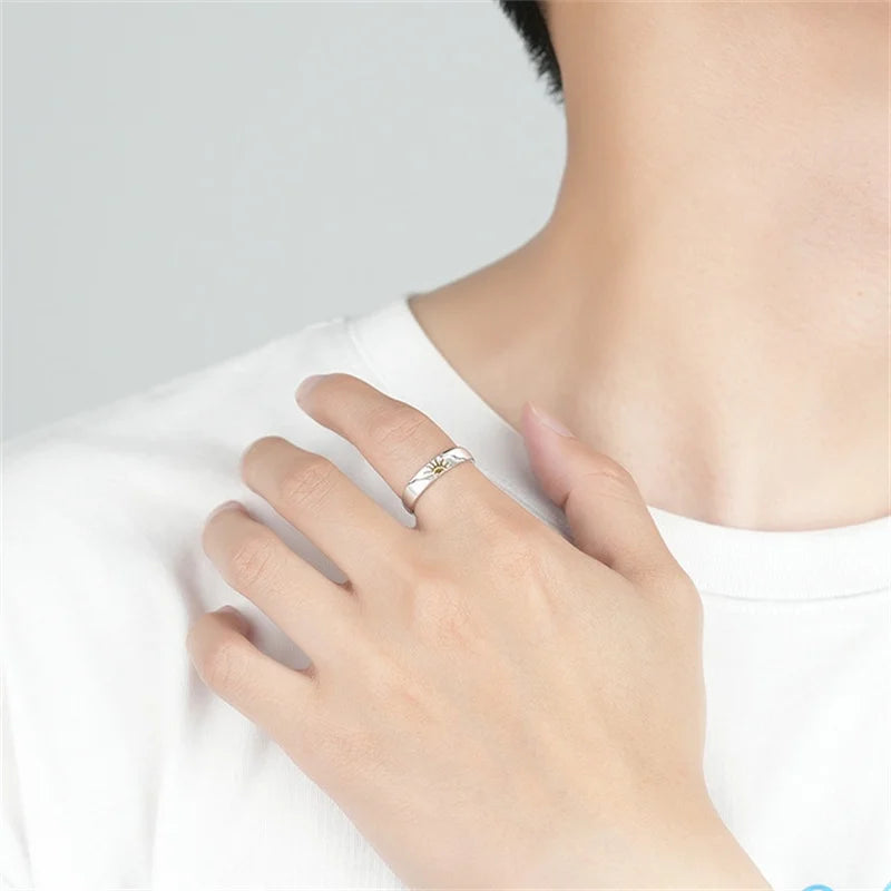 Trendy 925 Silver Ring For Men Women Jewelry Fashion Moon Sun Design Couple Ring Adjustable For Lover Wedding Accessories