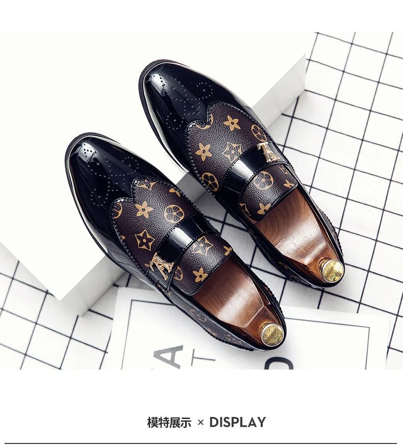 Doudou Shoes New Men's British Business Genuine Leather Slip-On Soft Leather Shoes Pointed Toe Hairstylist Versatile Trendy Shoe