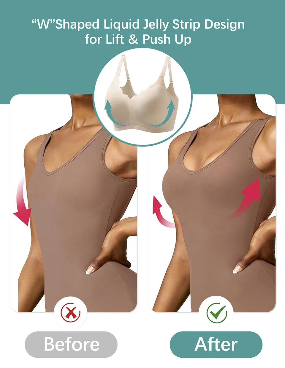 Women's Push Up Soft Bra Removable Padded Non Wired Bra Comfort Seamless Full Coverage Everyday Bra Underwear For Women