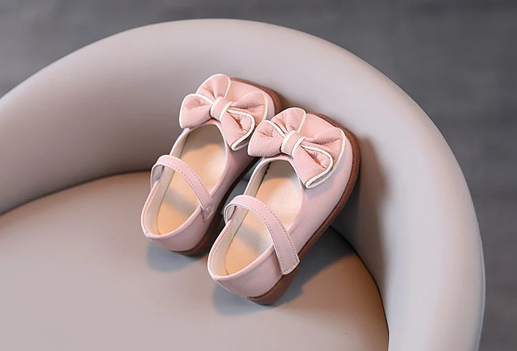 Spring and Autumn Children's Shoes, Small Leather Shoes  Casual Babies Square Mouth Shoes Bow Ties  Princess Shoes Single Shoes