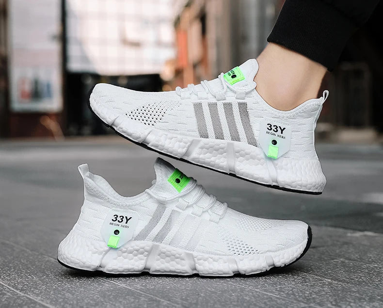 Breathable Mesh Men Shoes Trendy Lightweight Walking Flats Plus Size Male Tennis Sneakers Outdoor Running Fitness Shoes 2024