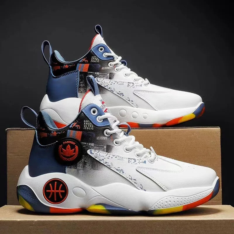 High-top Basketball Shoes Men's 2025 Summer New Thick-soled Height-enhancing Youth Student Sports Shoes Breathable and Non-slip