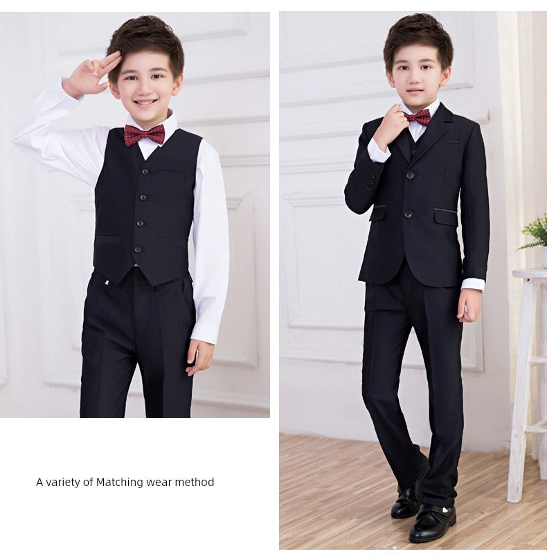 White Kids Boy Host Piano Handsome Suit