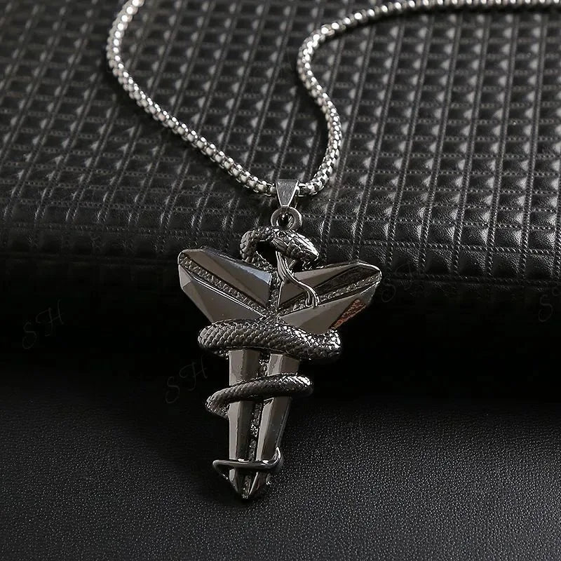 2023 Necklace for Men Basketball Fans Commemorative Necklace Pendant Snake Mamba Cross Jewelry Tide Daily Wearing