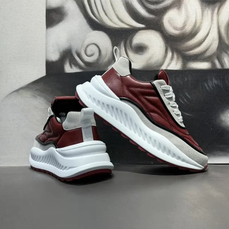 Chunky Sneakers Mens Designer Running Shoes Fashion Casual Microfiber Leather Upper Height Increased Flat Platform Sport Shoes