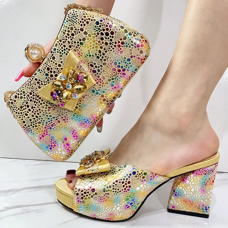 Brand New Women's Shoes High Heel Sandals Fashion Casual Shoes Hot Sale Ltalian Style Slingback African Ladies Sandals And Bags