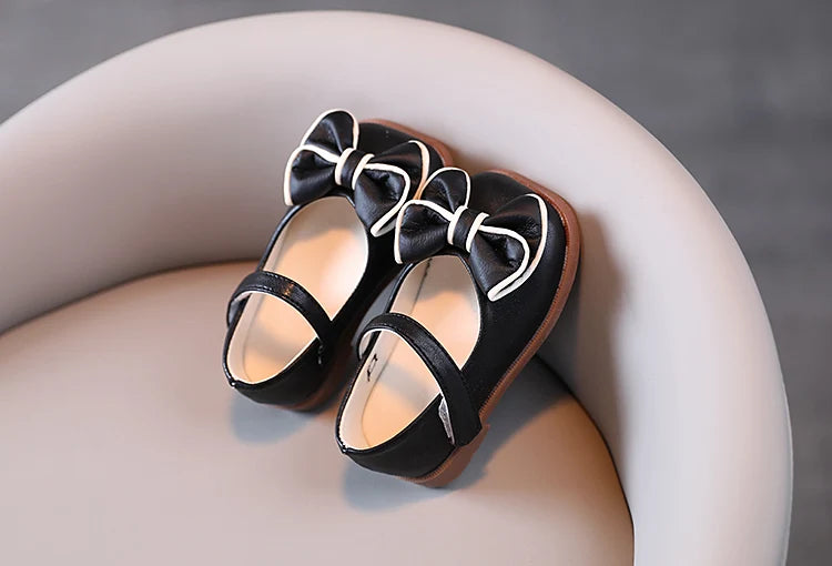 Spring and Autumn Children's Shoes, Small Leather Shoes  Casual Babies Square Mouth Shoes Bow Ties  Princess Shoes Single Shoes