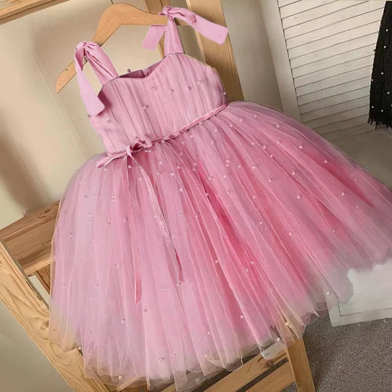 Toddler Baby Sequin Party Dresses Baptism Wedding 1 Year Birthday Bow Princess Dress For Baby Girl Tulle Bridemaid Gown Vestidos
