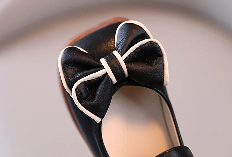 Spring and Autumn Children's Shoes, Small Leather Shoes  Casual Babies Square Mouth Shoes Bow Ties  Princess Shoes Single Shoes