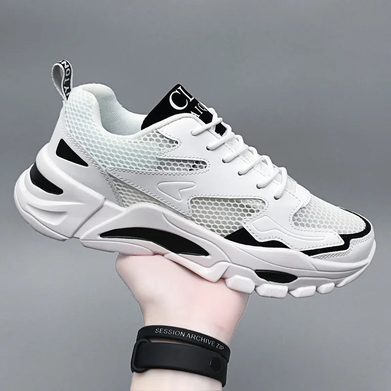 Mesh Men's Sneakers white summer platform sneakers Stylish Lace-up Male Sneaker Breathable Man Tenis Footwear men's sports shoes