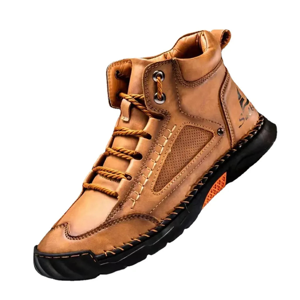 New 2025 Handmade Men Boots Design Sneakers Man Outdoor Casual Leather Men Shoes Ankle Boots Fall Breathable Hot Sale